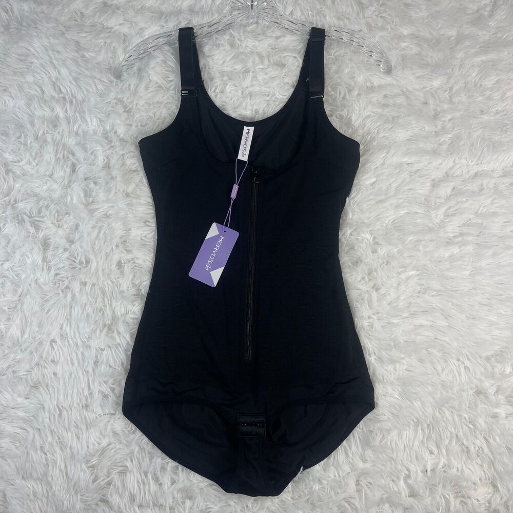 Womens Black Shaping Bodysuit Medium Compression Shapewear One Piece Shaper